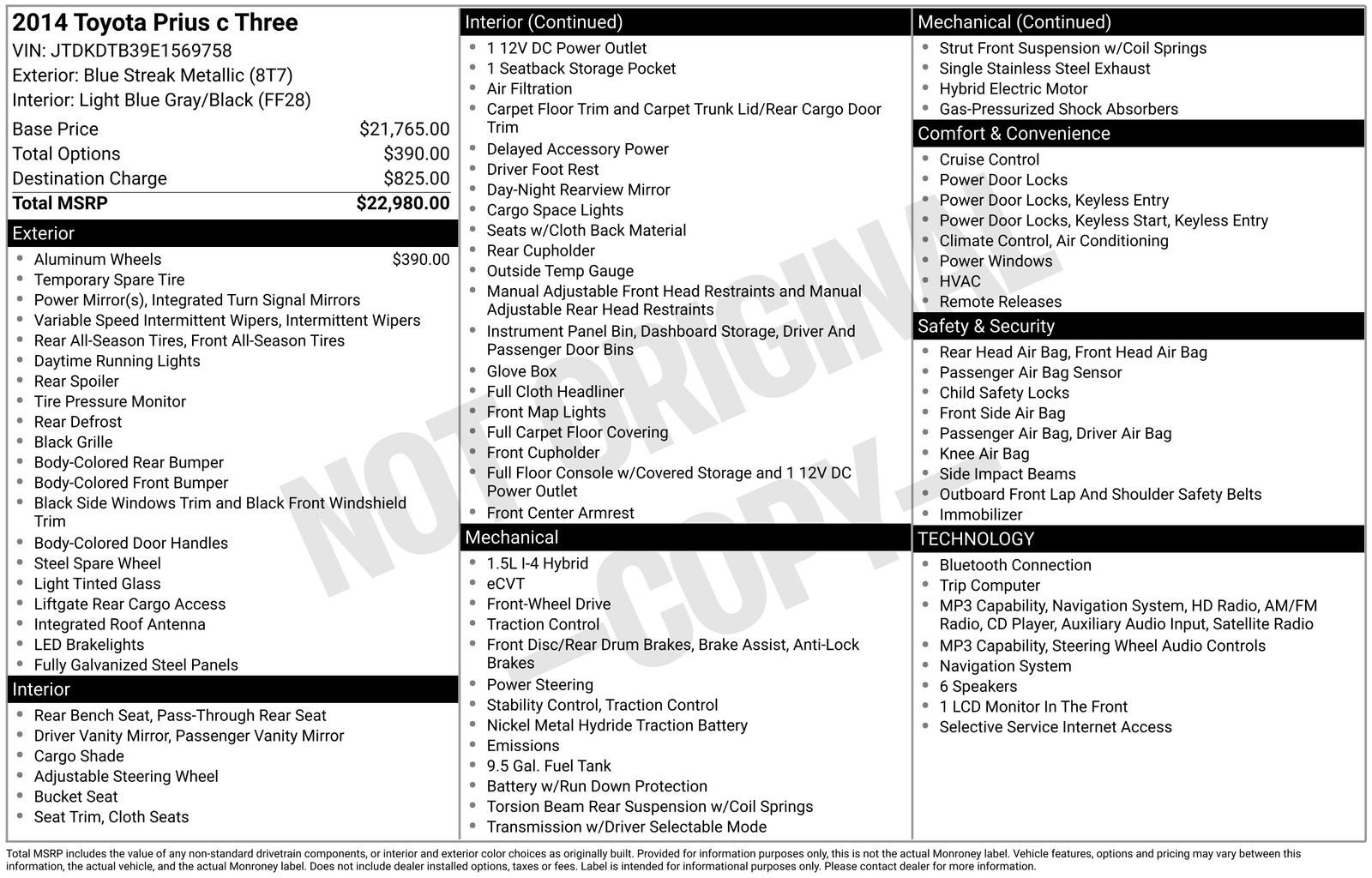 2014 Toyota Prius c Three