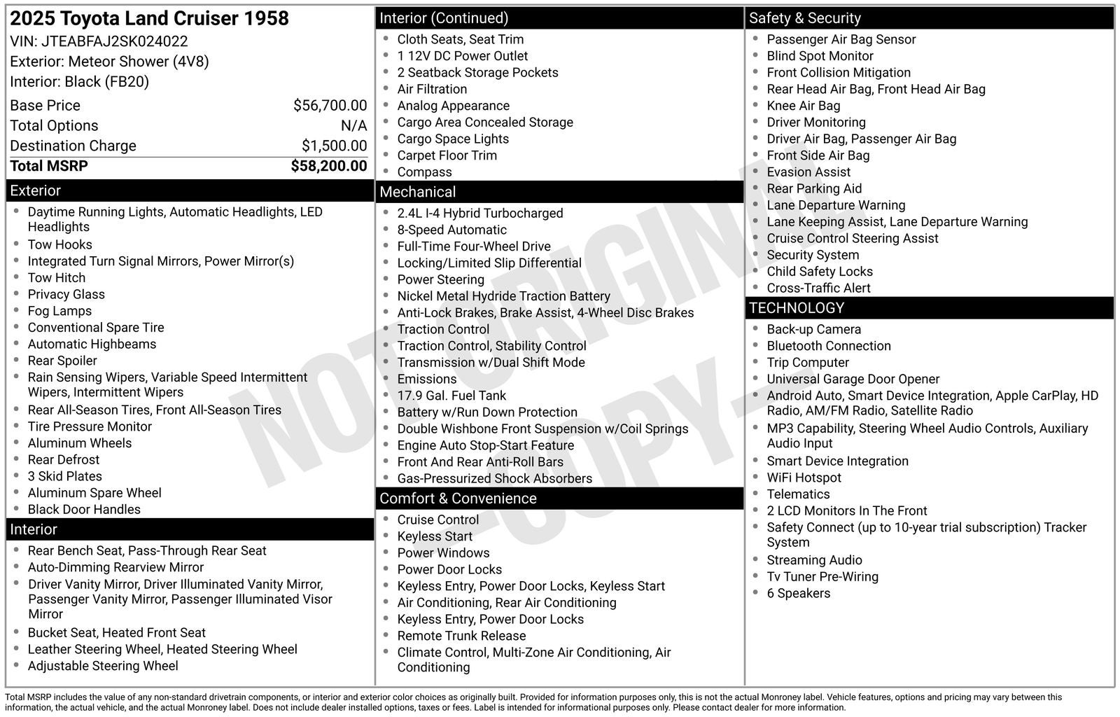 2025 Toyota Land Cruiser 1958