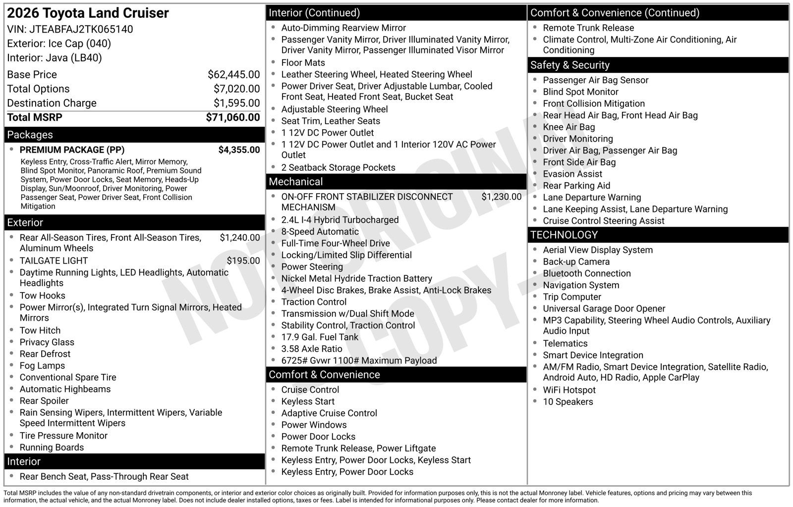 2026 Toyota Land Cruiser Base
