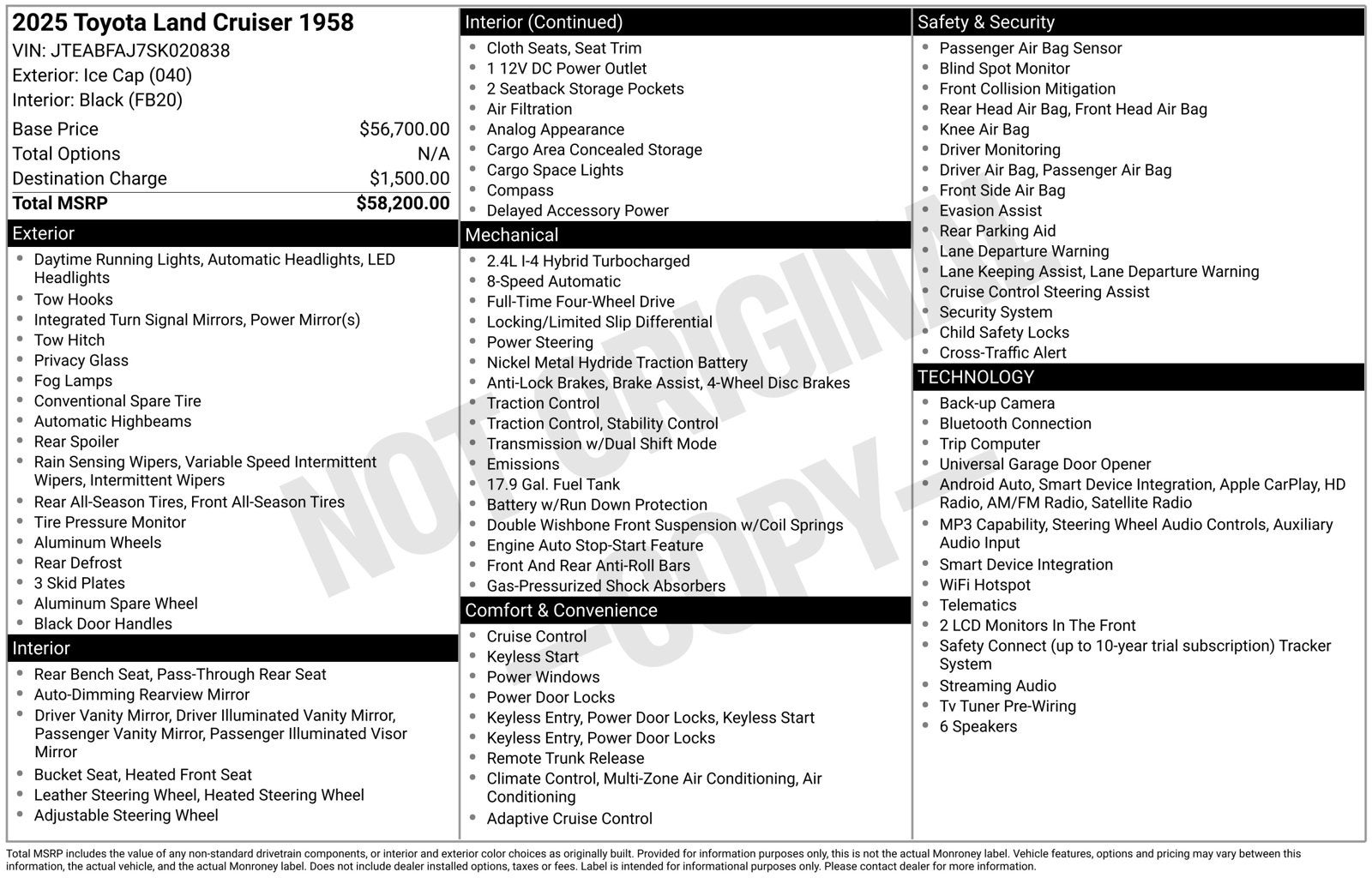 2025 Toyota Land Cruiser 1958