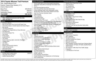 2016 Toyota 4Runner Trail Premium