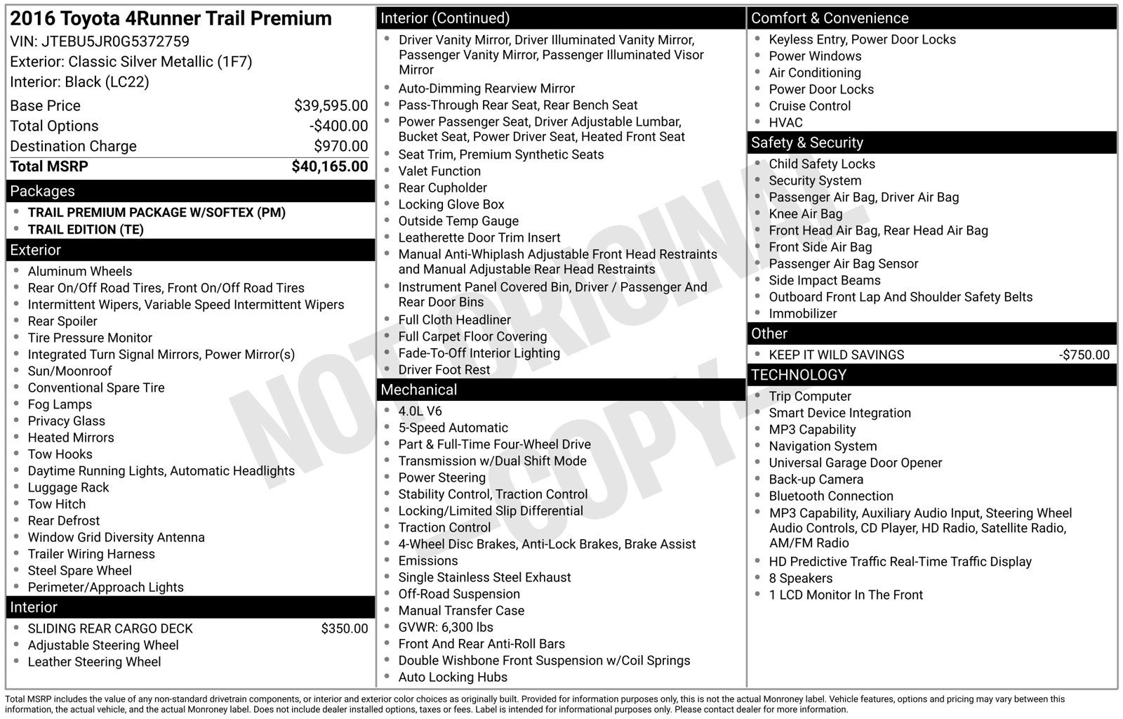 2016 Toyota 4Runner Trail Premium