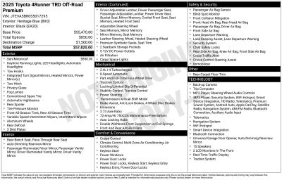2025 Toyota 4Runner TRD Off-Road Premium