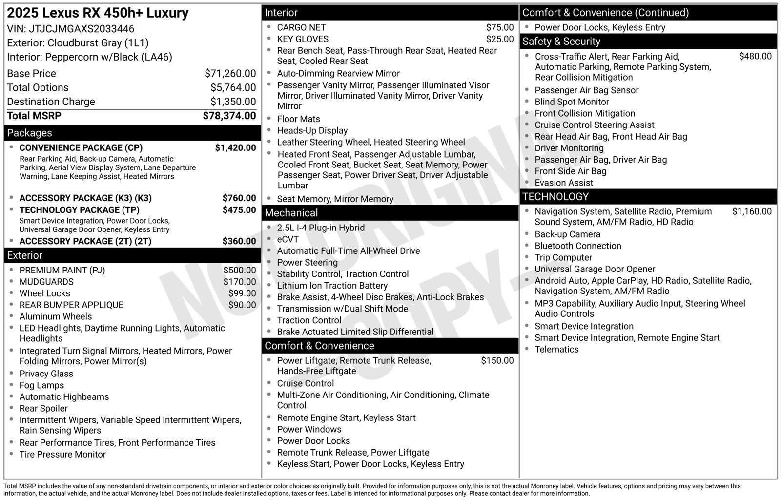 2025 Lexus RX 450h+ Luxury