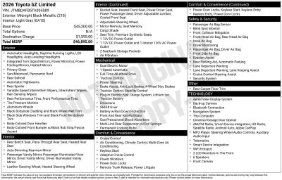 2026 Toyota bZ Limited