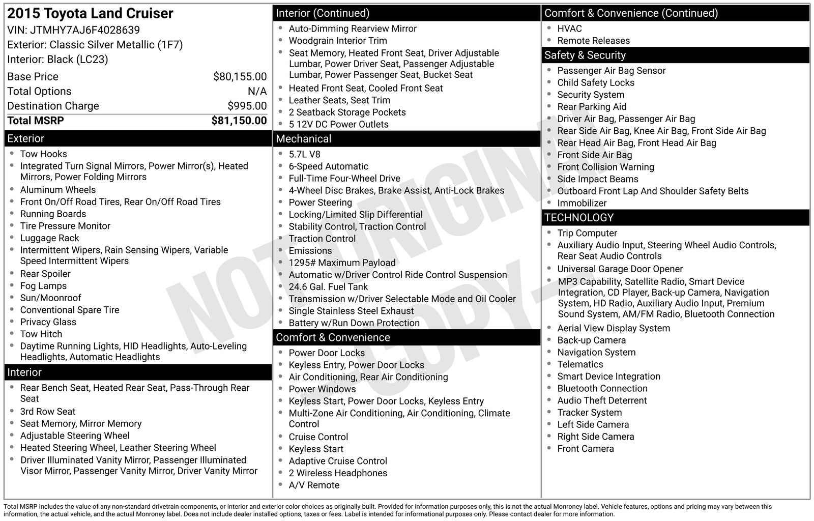 2015 Toyota Land Cruiser Base