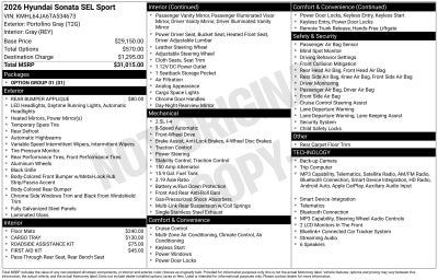 2026 Hyundai Sonata SEL Sport