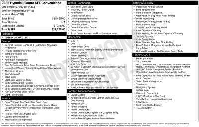 2025 Hyundai Elantra SEL Convenience
