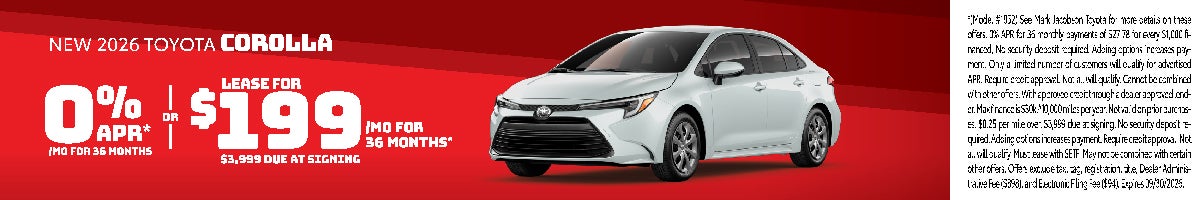 2026 Toyota Corolla Lease and APR Offer
