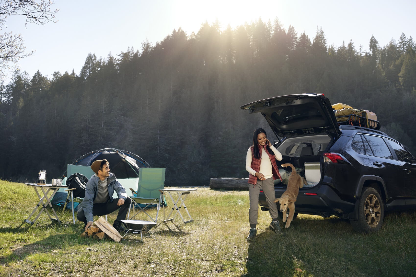 RAV4 Hybrid at a campsite